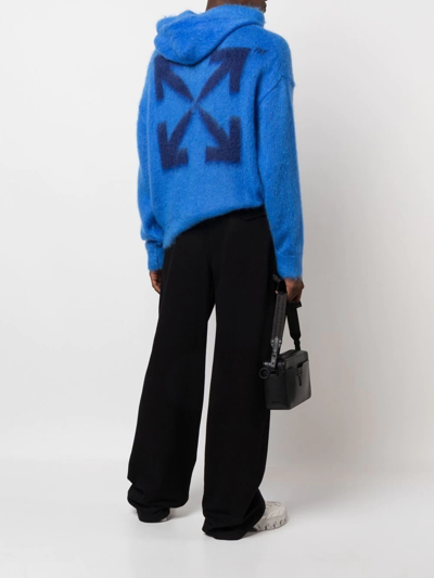 Shop Off-white Arrows Mohair Hoodie In Blue