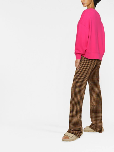 Palm Angels Bear-print Relaxed-fit Cotton Sweatshirt In Fuchsia Brown