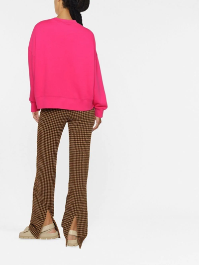 Palm Angels Bear-print Relaxed-fit Cotton Sweatshirt In Fuchsia Brown