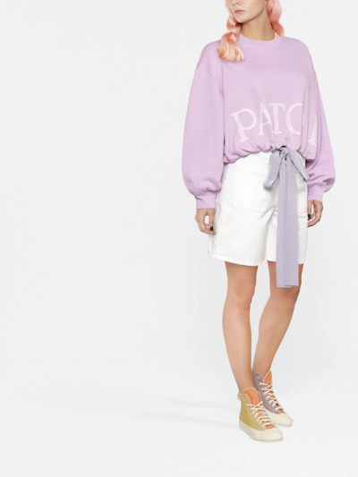 Shop Patou Cropped Logo-print Sweatshirt In Violett