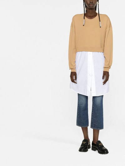 Patou Mixed Media Sweatshirt Dress In Braun