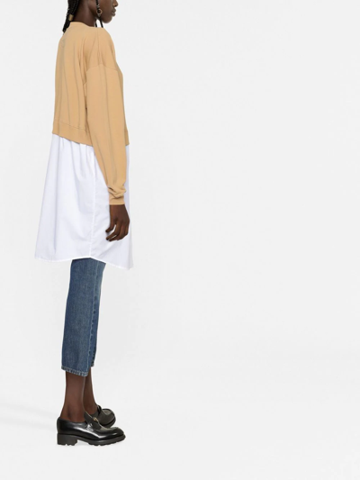 Patou Mixed Media Sweatshirt Dress In Braun