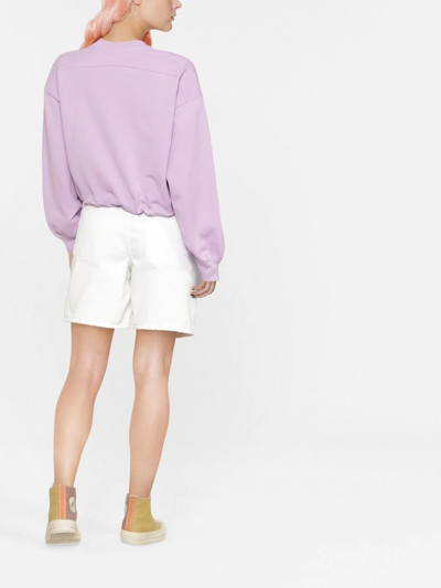 Shop Patou Cropped Logo-print Sweatshirt In Violett