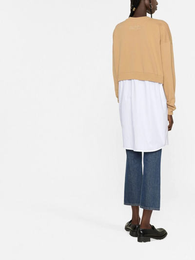 Patou Mixed Media Sweatshirt Dress In Braun