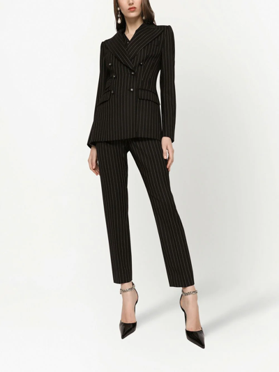 Shop Dolce & Gabbana Striped Double-breasted Blazer In Schwarz