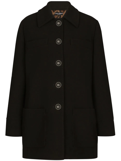 Shop Dolce & Gabbana Galalith-button Crepe Peacoat In Schwarz