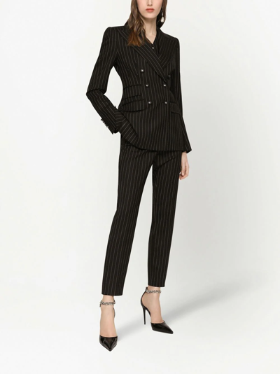 Shop Dolce & Gabbana Striped Double-breasted Blazer In Schwarz