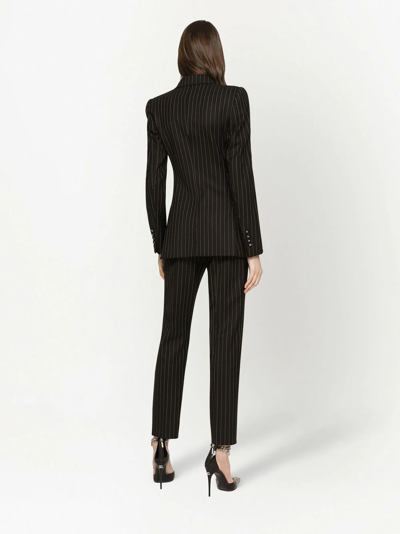 Shop Dolce & Gabbana Striped Double-breasted Blazer In Schwarz