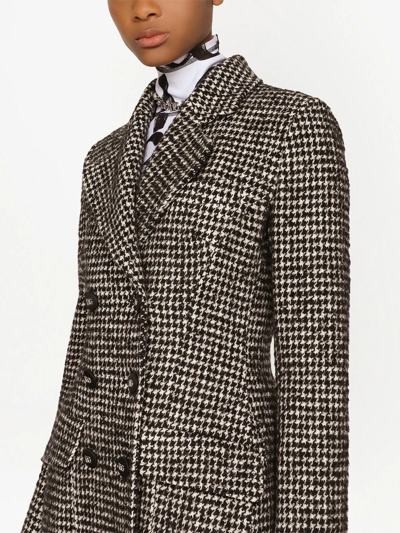 Shop Dolce & Gabbana Houndstooth Double-breasted Coat In Nude