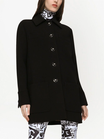 Shop Dolce & Gabbana Galalith-button Crepe Peacoat In Schwarz