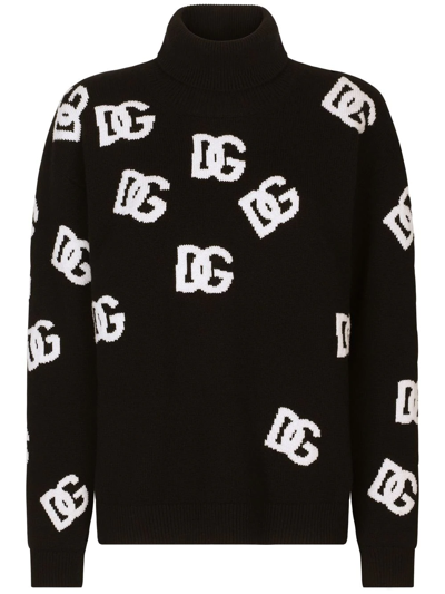 Shop Dolce & Gabbana Dg-logo Virgin Wool Jumper In Schwarz