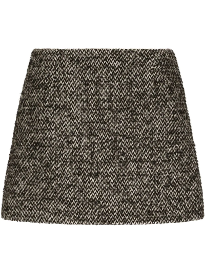 Dolce & Gabbana Tweed A-line Mini Skirt In Braun