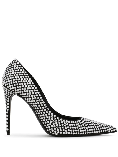 Shop Dolce & Gabbana 105mm Rhinestone-embellished Satin Pumps In Black