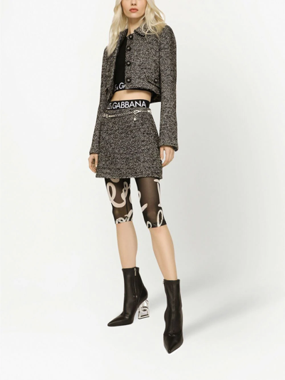 Shop Dolce & Gabbana Speckled Tweed Miniskirt In Braun