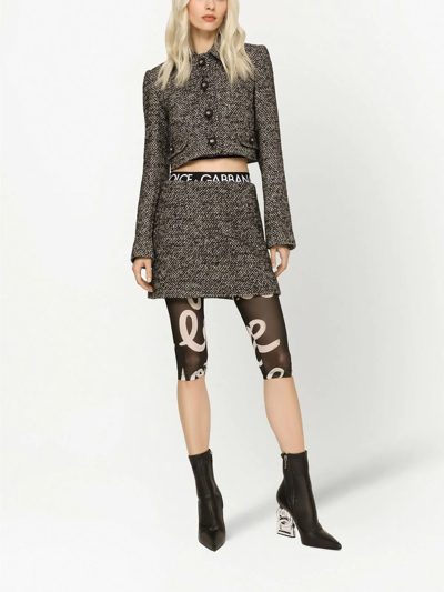 Dolce & Gabbana Tweed A-line Mini Skirt In Braun
