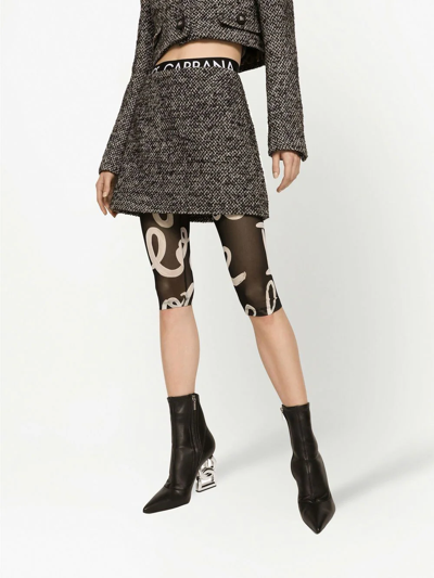 Dolce & Gabbana Tweed A-line Mini Skirt In Braun