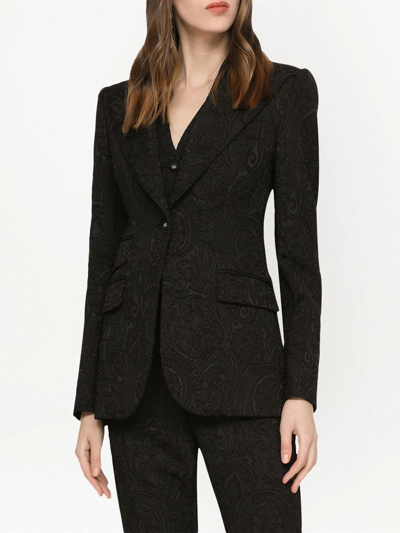 Dolce & Gabbana Ornamental Jacquard Turlington Blazer In Schwarz