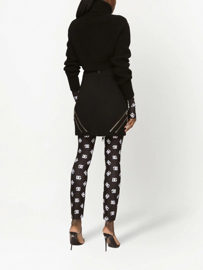 Dolce & Gabbana High Waist Zip Front Miniskirt In Black