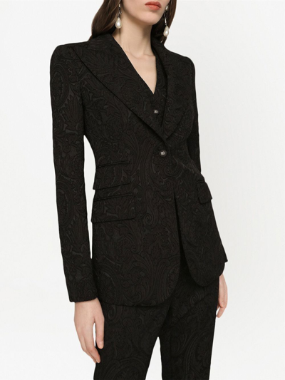 Dolce & Gabbana Ornamental Jacquard Turlington Blazer In Schwarz