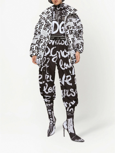 Shop Dolce & Gabbana Logo-print Straight-leg Track Pants In Schwarz