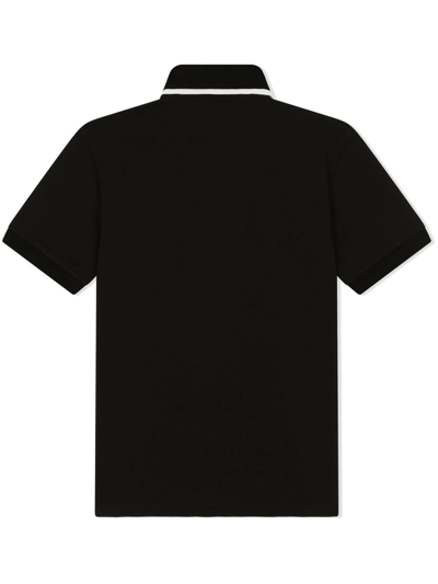 Shop Dolce & Gabbana Dg-logo Piqué Polo Shirt In Schwarz