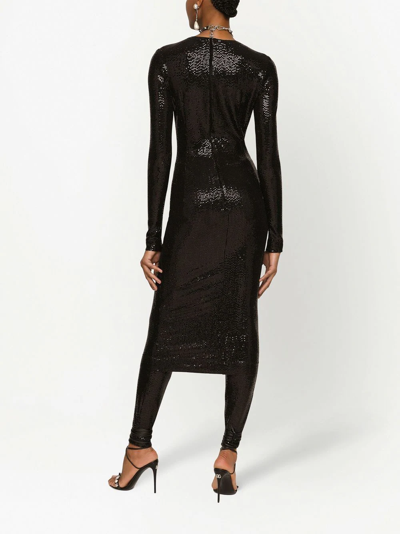 Shop Dolce & Gabbana Sequin-embellished Midi Dress In Schwarz