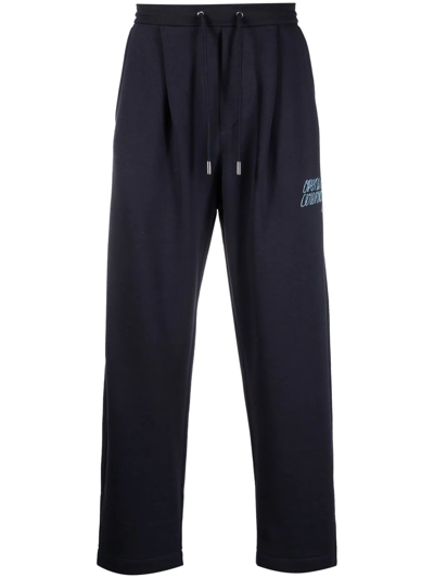 Shop Opening Ceremony Logo-embroidered Straight Trousers In Blau