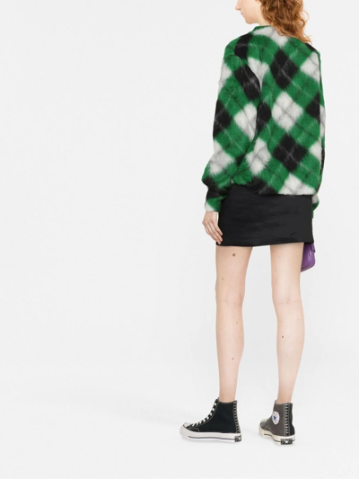 Shop Opening Ceremony Logo-patch Argyle-check Cardigan In Green