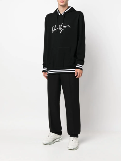 Dolce & Gabbana Logo-print Detail Drawstring Hoodie In Black