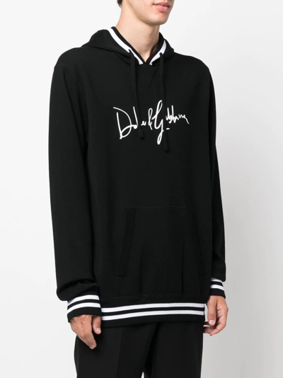 Shop Dolce & Gabbana Logo-print Detail Drawstring Hoodie In Black
