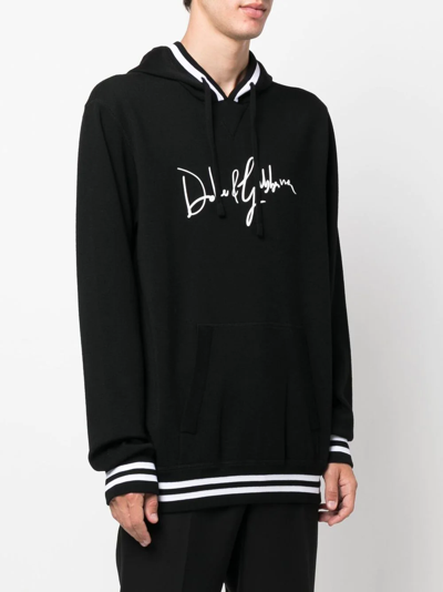 Dolce & Gabbana Logo-print Detail Drawstring Hoodie In Black