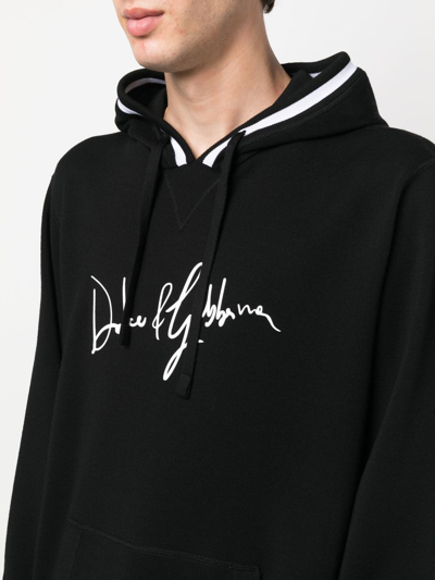 Shop Dolce & Gabbana Logo-print Detail Drawstring Hoodie In Black