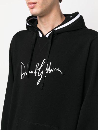 Dolce & Gabbana Logo-print Detail Drawstring Hoodie In Black