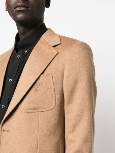 Prada Fitted Single-breasted Blazer In Nude