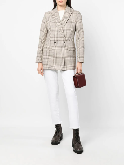 Shop Lorena Antoniazzi Check-pattern Patch Blazer In Nude