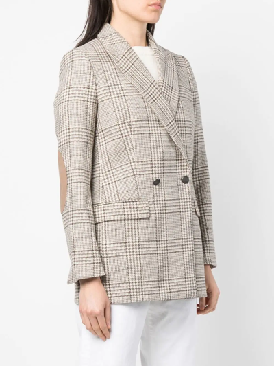 Lorena Antoniazzi Check-pattern Patch Blazer In Nude