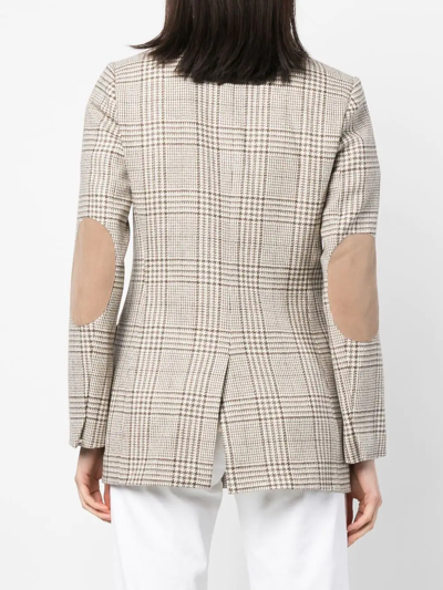 Shop Lorena Antoniazzi Check-pattern Patch Blazer In Nude