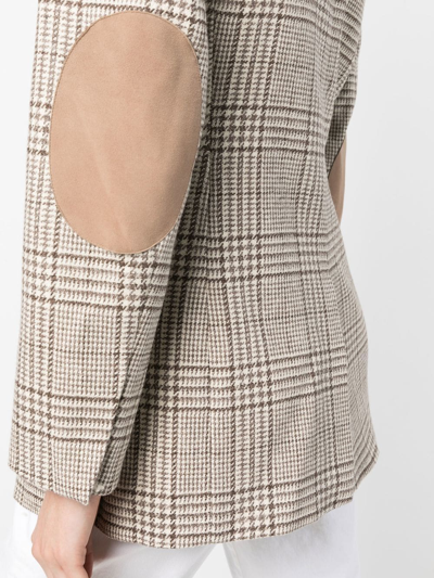 Lorena Antoniazzi Check-pattern Patch Blazer In Nude