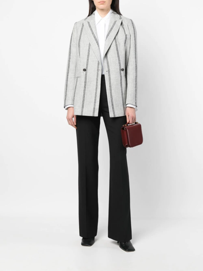 Shop Lorena Antoniazzi Stripe Buttoned Blazer In Grau