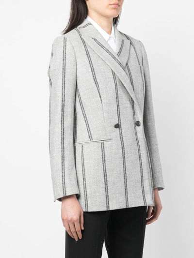 Shop Lorena Antoniazzi Stripe Buttoned Blazer In Grau