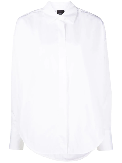 Shop Lorena Antoniazzi Oversized Long-sleeve Cotton Shirt In Weiss