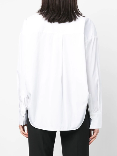 Shop Lorena Antoniazzi Oversized Long-sleeve Cotton Shirt In Weiss