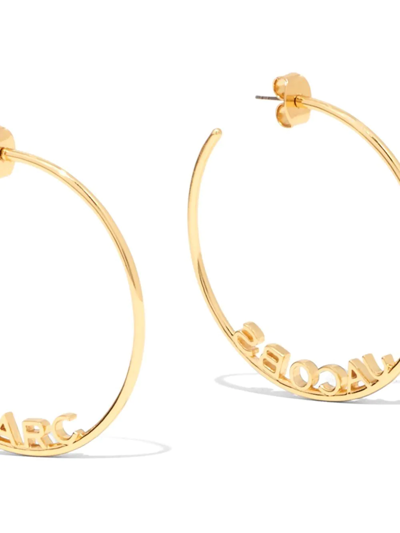 Shop Marc Jacobs Oversized Logo Hoop Earrings In Gold