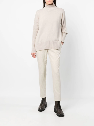 Shop Lorena Antoniazzi Ribbed-knit Cashmere Jumper In Nude