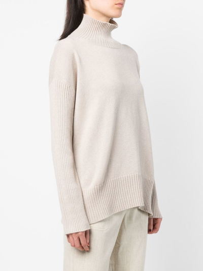 Shop Lorena Antoniazzi Ribbed-knit Cashmere Jumper In Nude