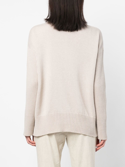 Shop Lorena Antoniazzi Ribbed-knit Cashmere Jumper In Nude