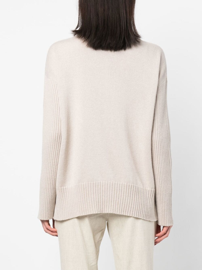 Lorena Antoniazzi Ribbed-knit Cashmere Jumper In Nude