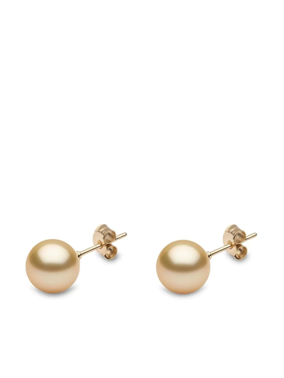 Shop Yoko London 18kt Yellow Gold Classic 9mm Golden South Sea Pearl Stud Earrings