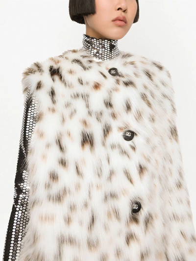 Shop Dolce & Gabbana Leopard Print Faux-fur Gilet In Weiss