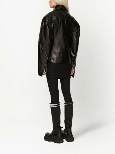 Shop Dolce & Gabbana Leather Biker Jacket In Schwarz